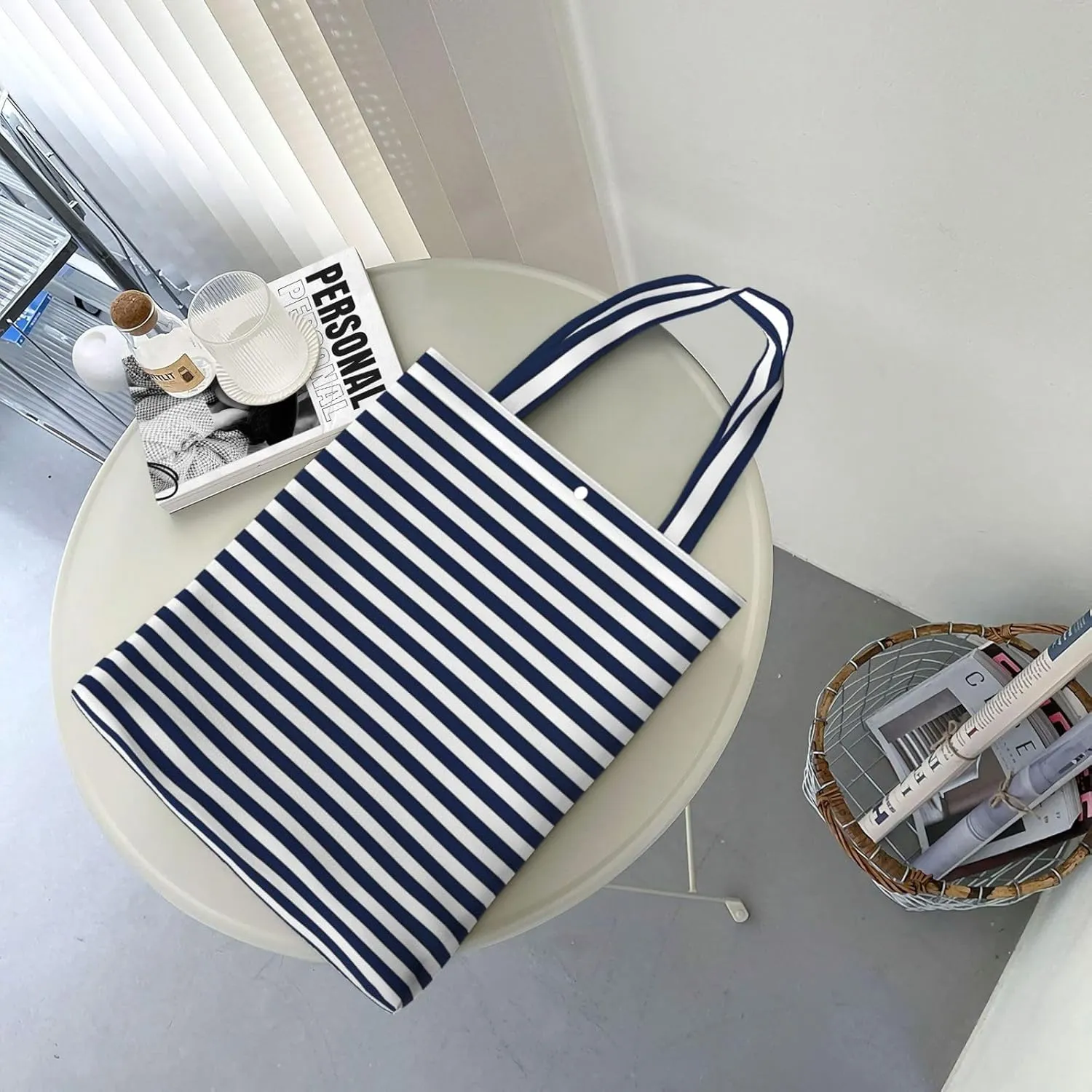 Fun Geometric Lines Green Canvas Totes Bag Shoulder Bags Shopping Crossbody Work Bag 13.8 X 15.4 inch