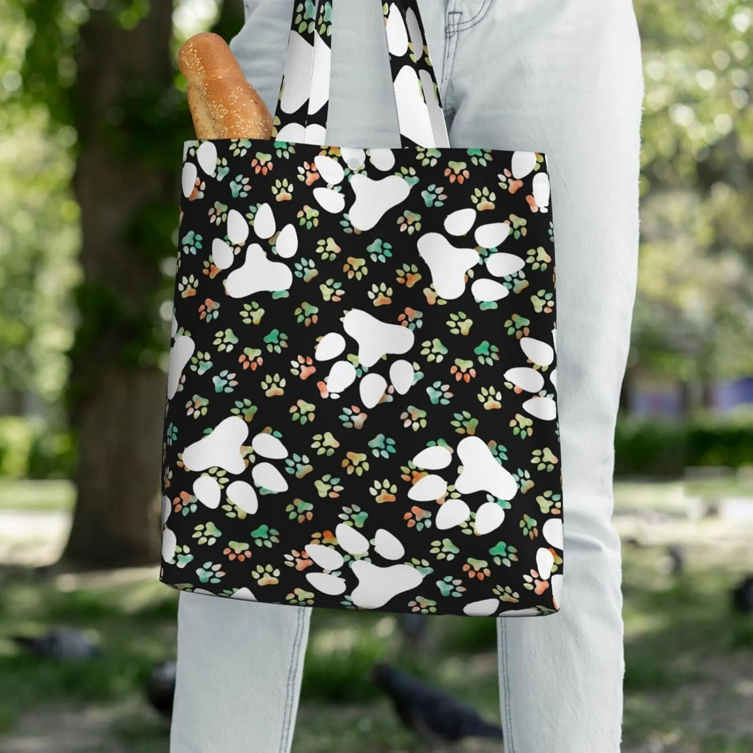 Fun Geometric Lines Green Canvas Totes Bag Shoulder Bags Shopping Crossbody Work Bag 13.8 X 15.4 inch