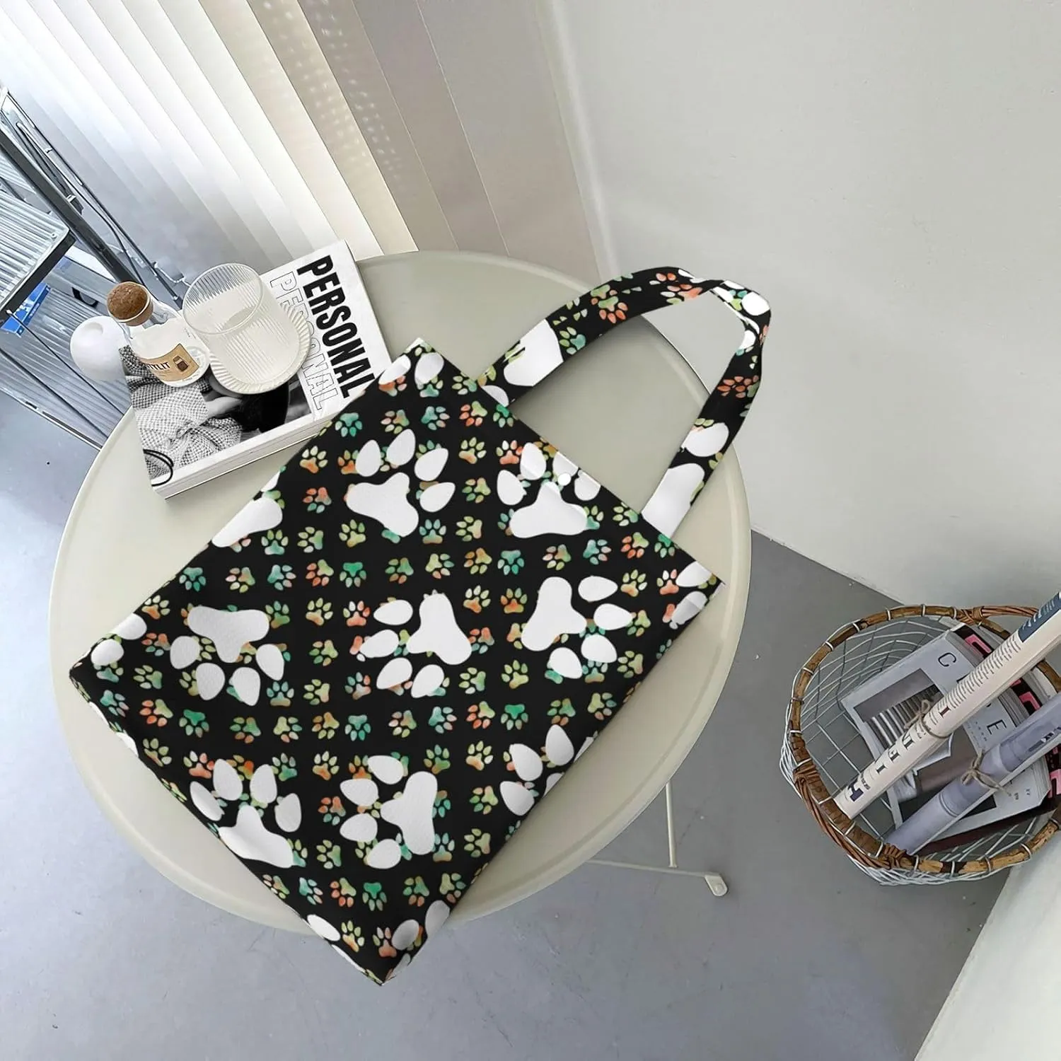 Fun Geometric Lines Green Canvas Totes Bag Shoulder Bags Shopping Crossbody Work Bag 13.8 X 15.4 inch