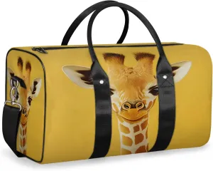 Funny Duffle Bag for Travel, Overnight Weekend Gym Carry On Luggage Bag, Giraffe Travel Duffel Bag for Men Women
