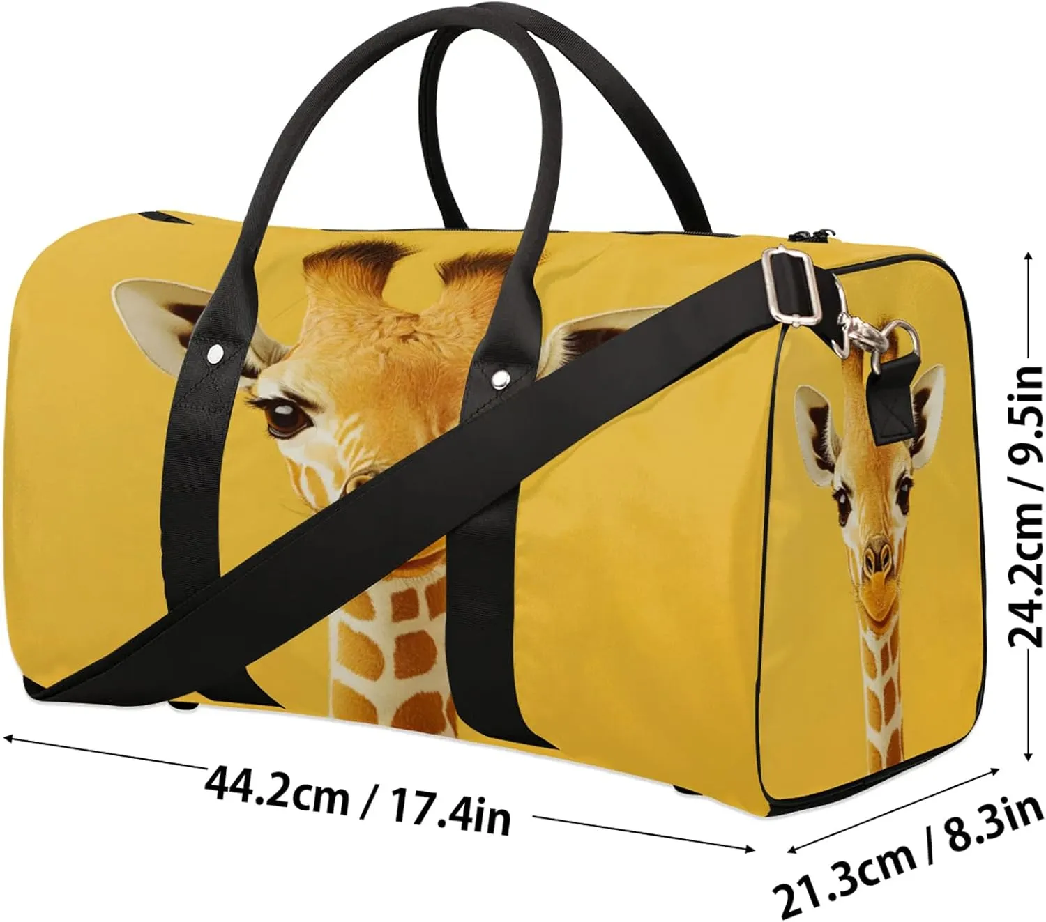 Funny Duffle Bag for Travel, Overnight Weekend Gym Carry On Luggage Bag, Giraffe Travel Duffel Bag for Men Women