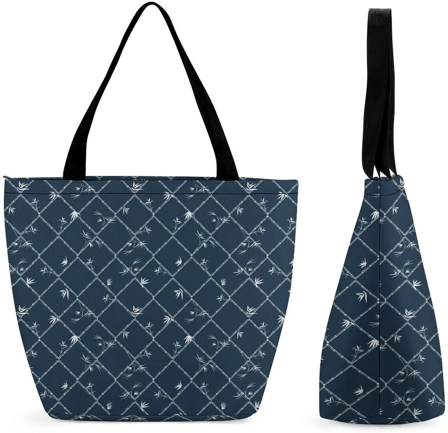 Funny Giraffe Flower Print Hobo Handbags With Zipper Women's Tote Handbags