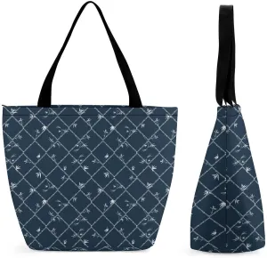 Funny Giraffe Flower Print Hobo Handbags With Zipper Women's Tote Handbags