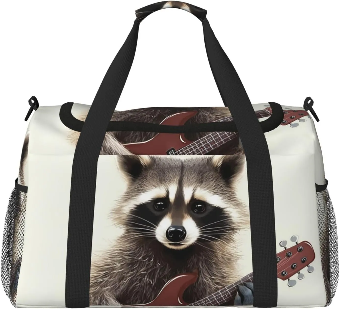 Funny Raccoon Travel Duffel Bag Lightweight Waterproof Carry On Tote Bag Foldable Weekender Overnight Bags Sport Gym Bag For Women Men