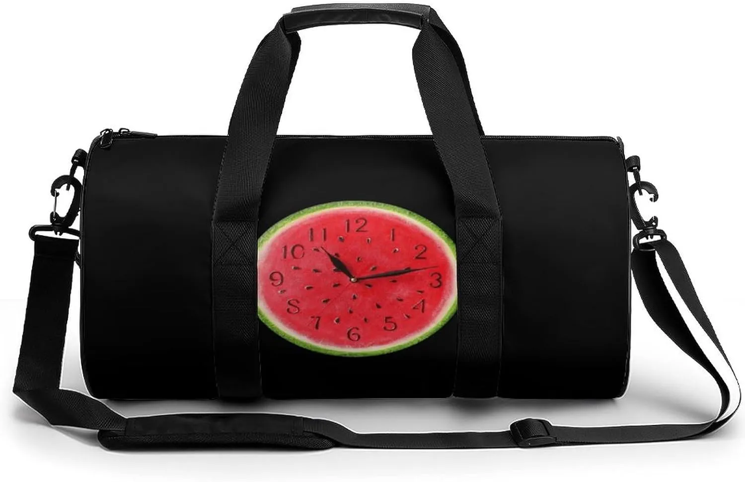 Funny Waterlemon Clock Compact Gym Bag Travel Duffel Bags Lightweight Foldable Sports Tote Gymbag