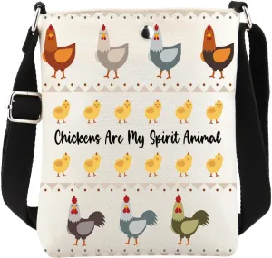 FUSTMW Chicken Crossbody Bag Chicken Lover Gifts Chicken Are My Spirit Animal Cross Body Bucket Bag with Shoulder Strap