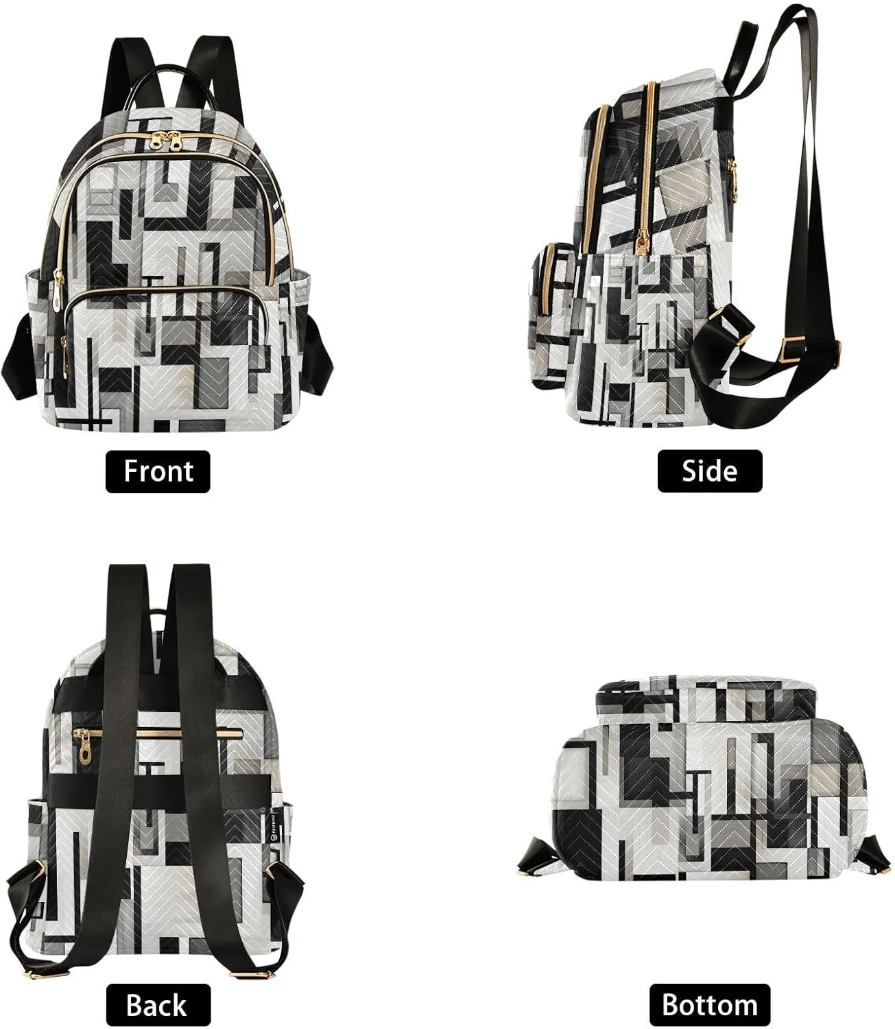GAIGEO Black and White Squares Fashionable Backpack, Casual Daypack, Backpacks for Women, M
