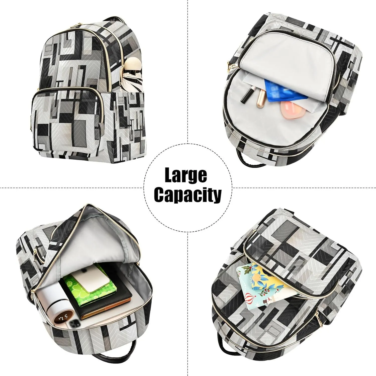 GAIGEO Black and White Squares Fashionable Backpack, Casual Daypack, Backpacks for Women, M