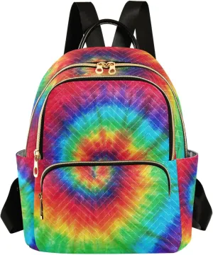 GAIGEO Colorful Rainbow Tie Dye Women's Backpack, Casual Daypack, Purse Backpack for Women, S