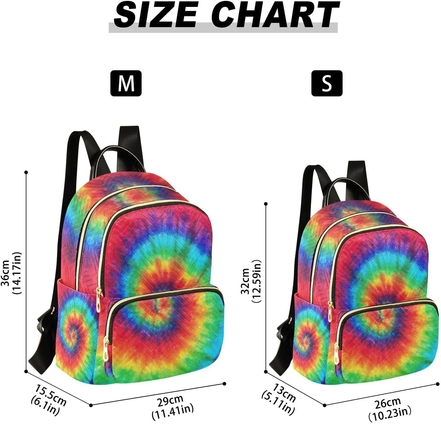 GAIGEO Colorful Rainbow Tie Dye Women's Backpack, Casual Daypack, Purse Backpack for Women, S