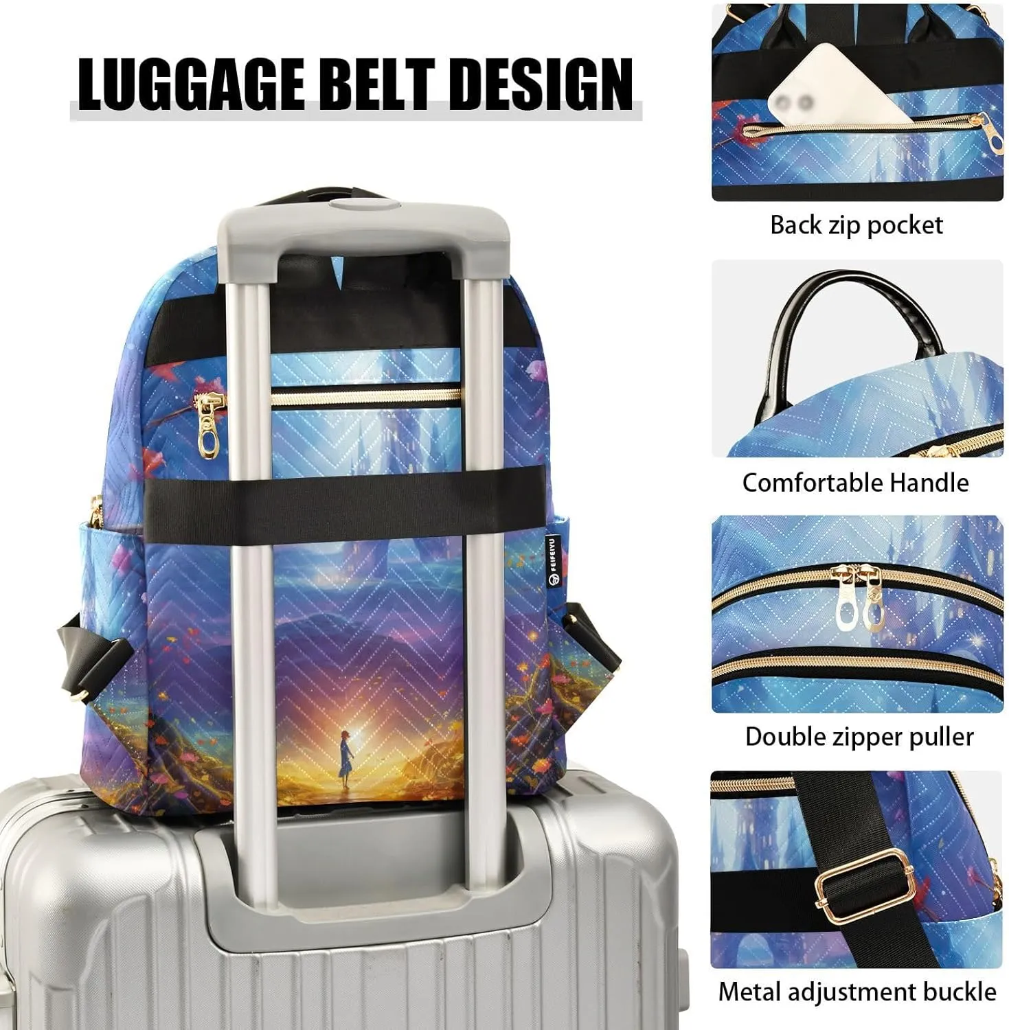 GAIGEO Fantasy World Flower Sea Backpack Purse for Women Medium Size, Women's Fashion Backpack, Festival Backpack, M
