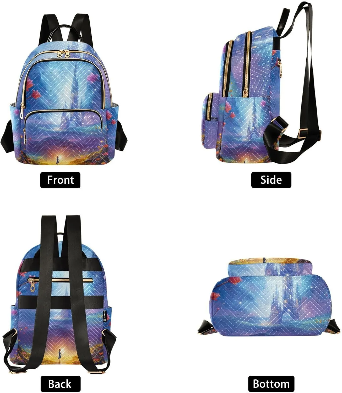GAIGEO Fantasy World Flower Sea Backpack Purse for Women Medium Size, Women's Fashion Backpack, Festival Backpack, M