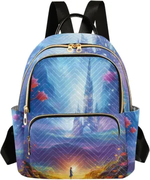 GAIGEO Fantasy World Flower Sea Backpack Purse for Women Medium Size, Women's Fashion Backpack, Festival Backpack, M