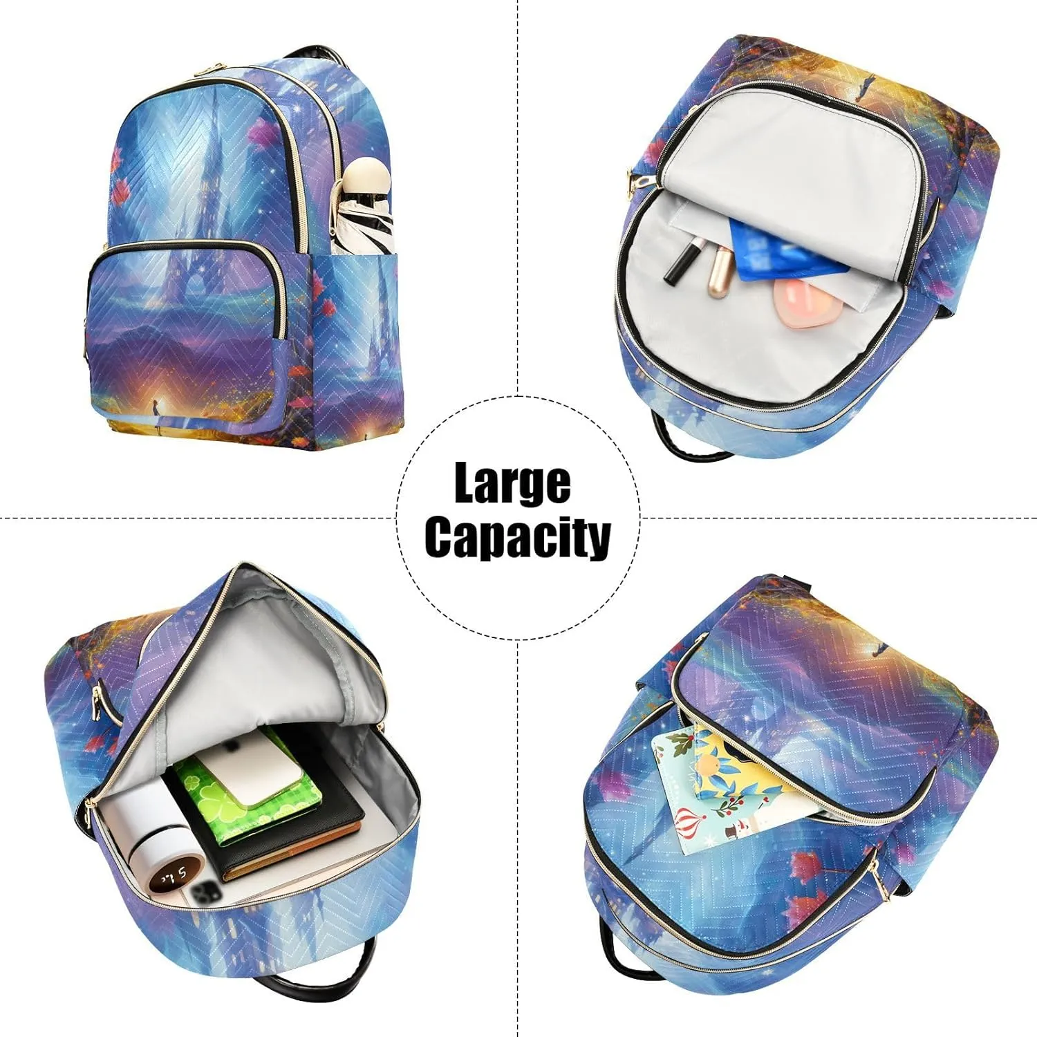 GAIGEO Fantasy World Flower Sea Backpack Purse for Women Medium Size, Women's Fashion Backpack, Festival Backpack, M