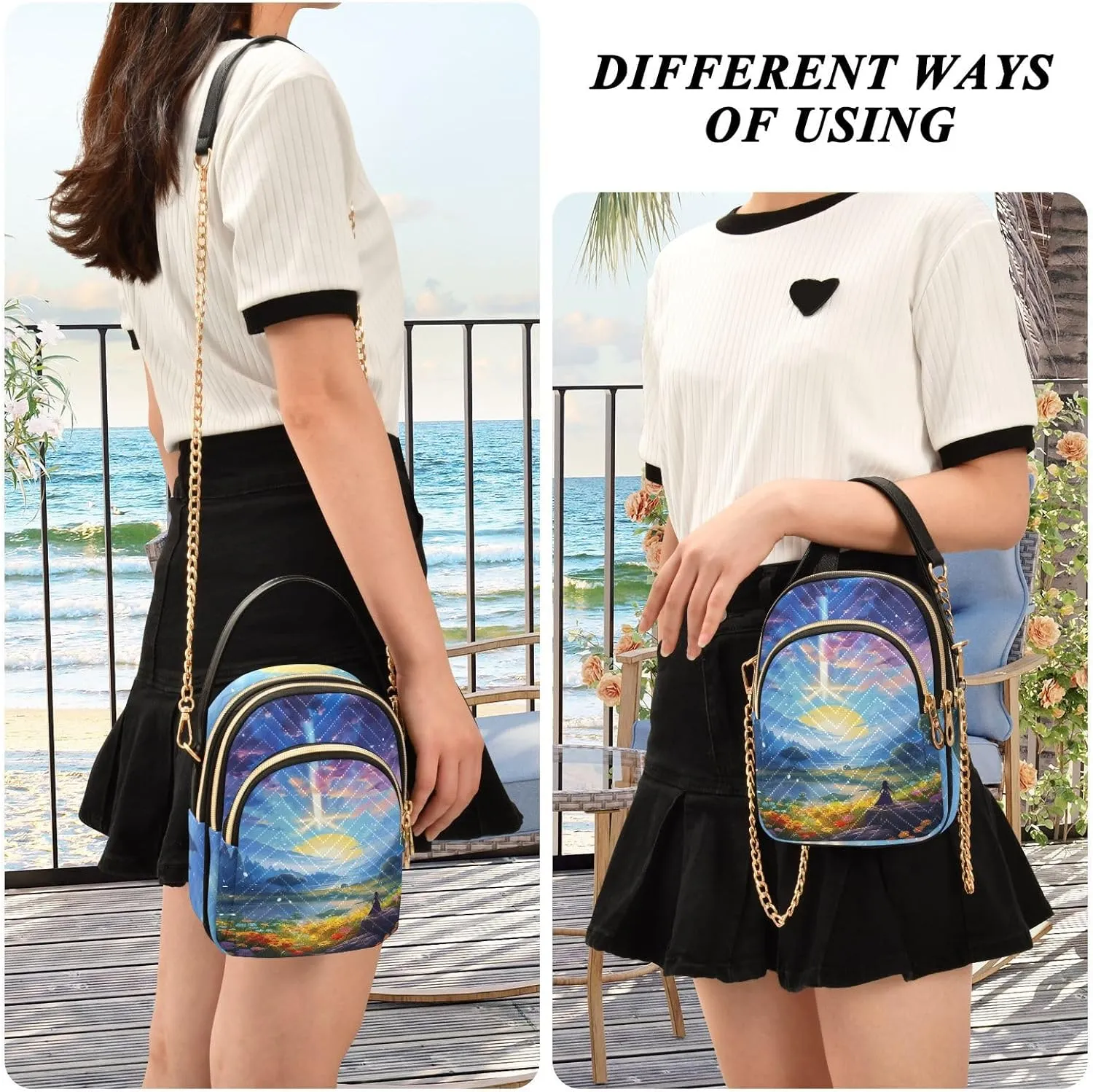 GAIGEO Fantasy World Flower Sea Crossbody Bag with Strap, Lady Crossbody Bag, Crossbody Bag Purse for Women