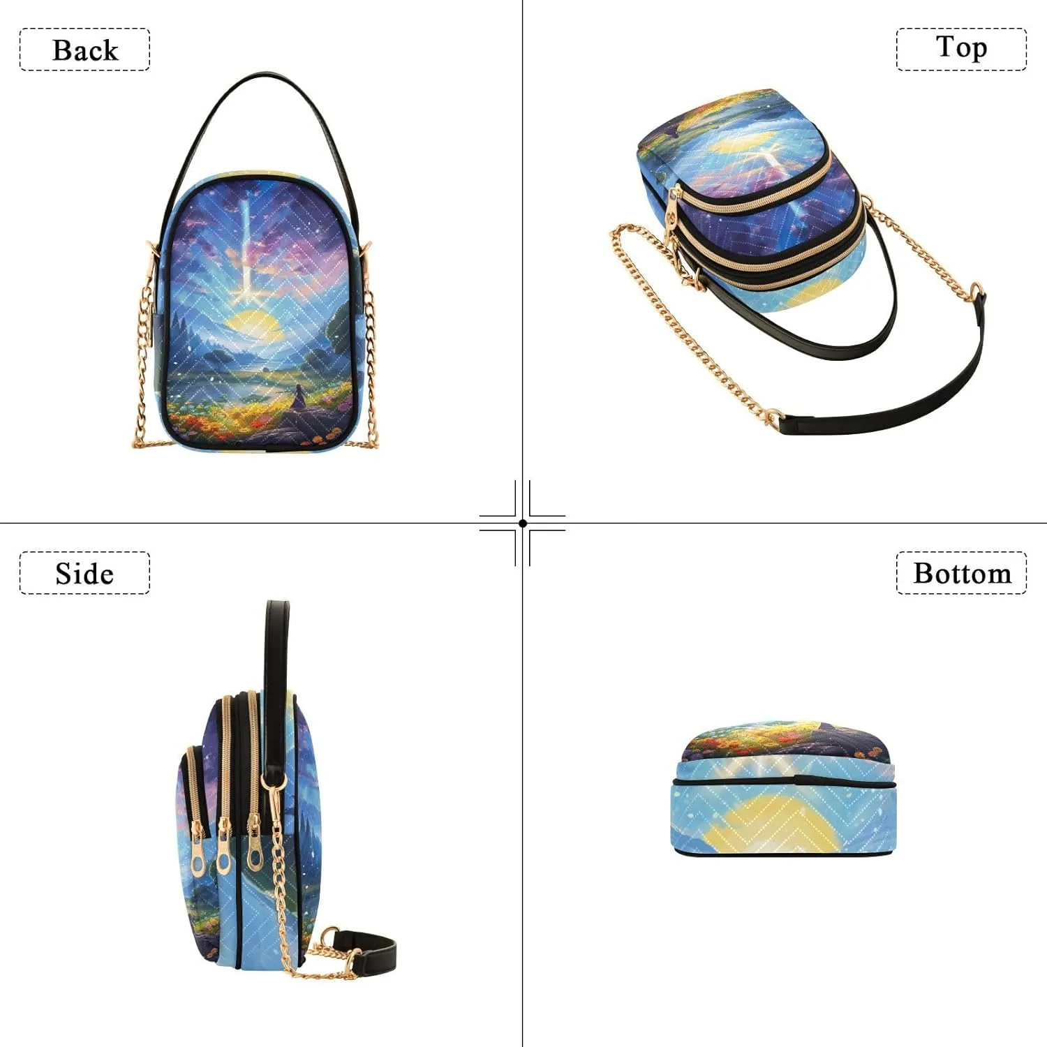 GAIGEO Fantasy World Flower Sea Crossbody Bag with Strap, Lady Crossbody Bag, Crossbody Bag Purse for Women