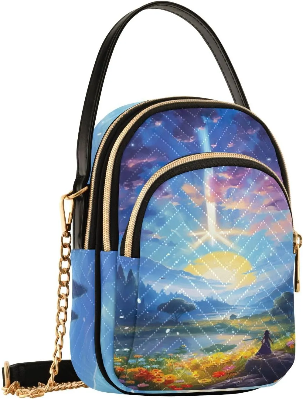 GAIGEO Fantasy World Flower Sea Crossbody Bag with Strap, Lady Crossbody Bag, Crossbody Bag Purse for Women