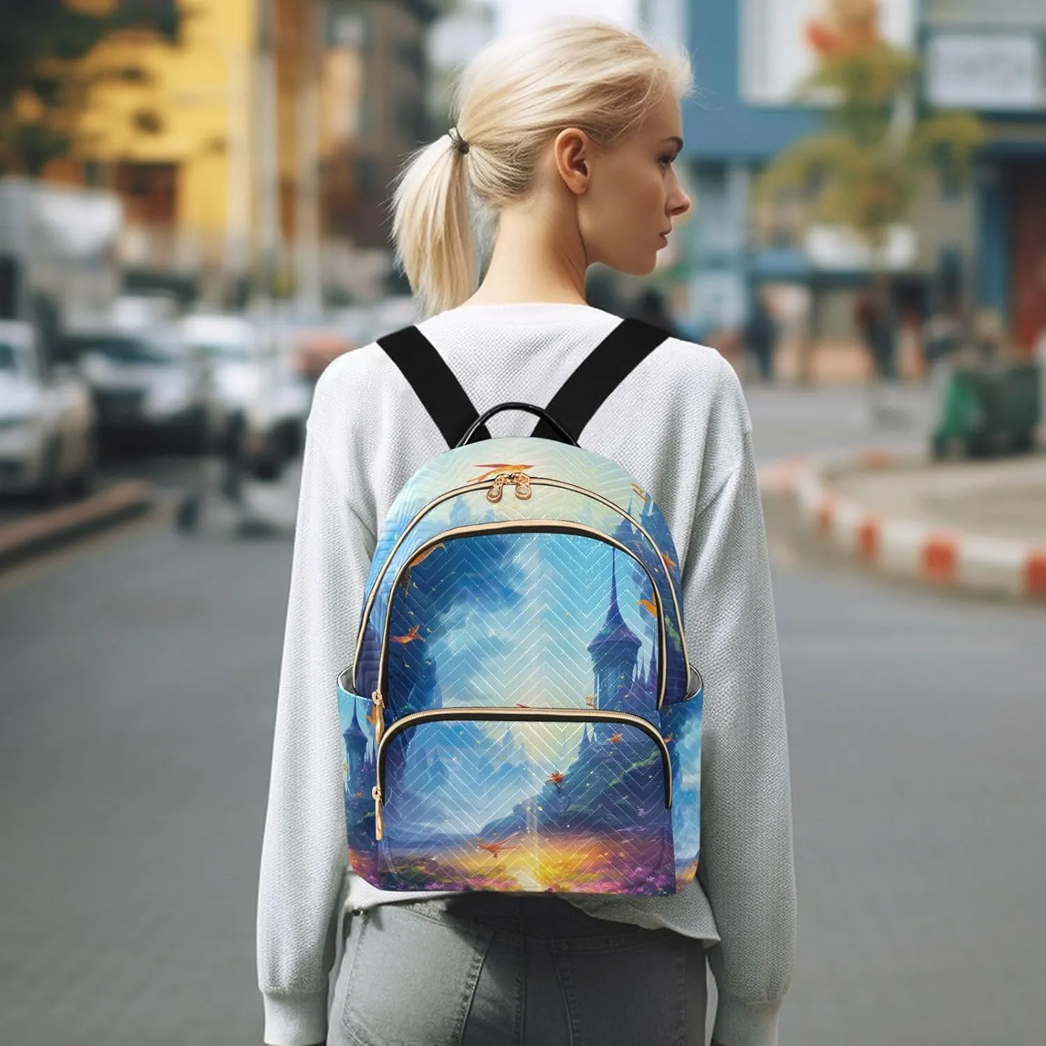 GAIGEO Fantasy World Flower Sea Women's Backpack Fashion, Durable Backpacks, Womens Anti Theft Backpack, M