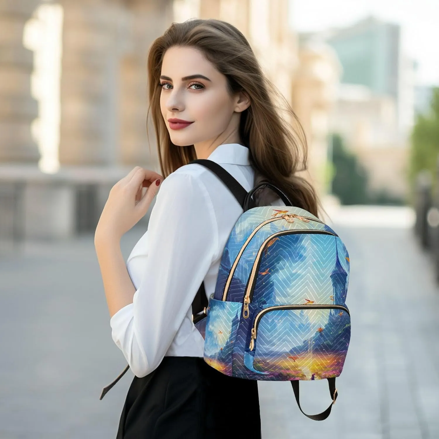 GAIGEO Fantasy World Flower Sea Women's Backpack Fashion, Durable Backpacks, Womens Anti Theft Backpack, M