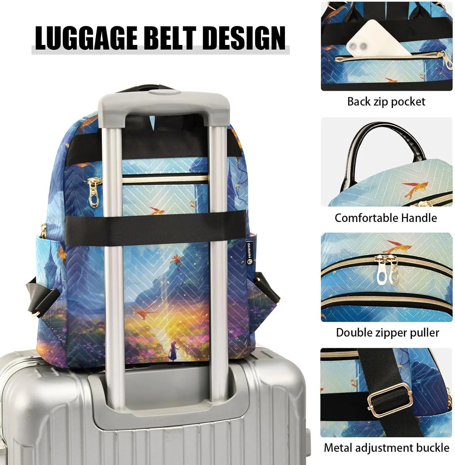 GAIGEO Fantasy World Flower Sea Women's Backpack Fashion, Durable Backpacks, Womens Anti Theft Backpack, M