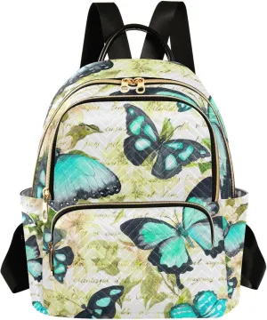 GAIGEO Flowers Butterflies Green Fashion Backpack Purse, Backpack Purse for Women Medium Size, Womens Travel Backpack, M