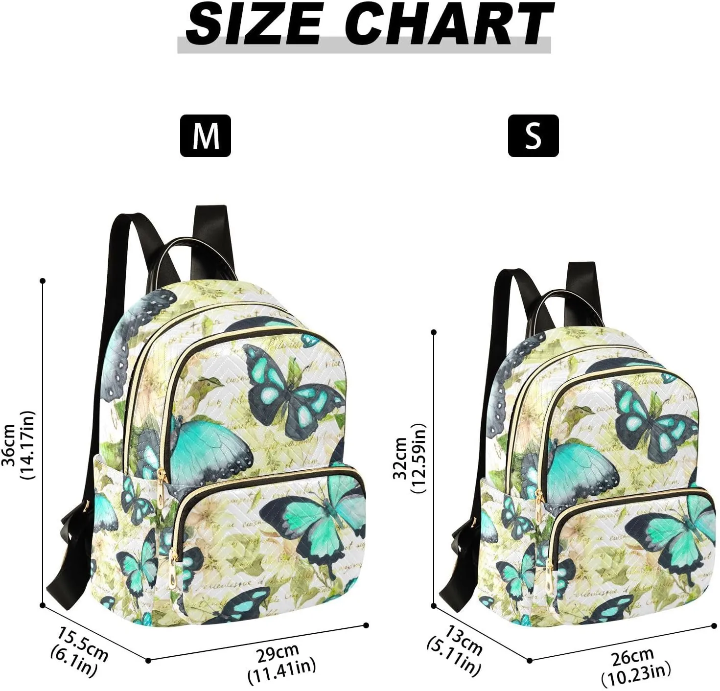 GAIGEO Flowers Butterflies Green Fashion Backpack Purse, Backpack Purse for Women Medium Size, Womens Travel Backpack, M