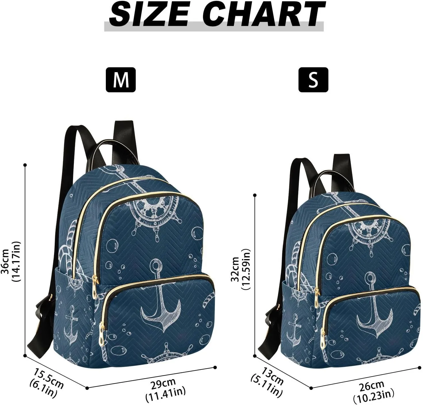 GAIGEO Nautical Theme Blue Hand Women Fashion Backpack, Women's Travel Backpack for Airplane, Backpack for Women Fashion, S