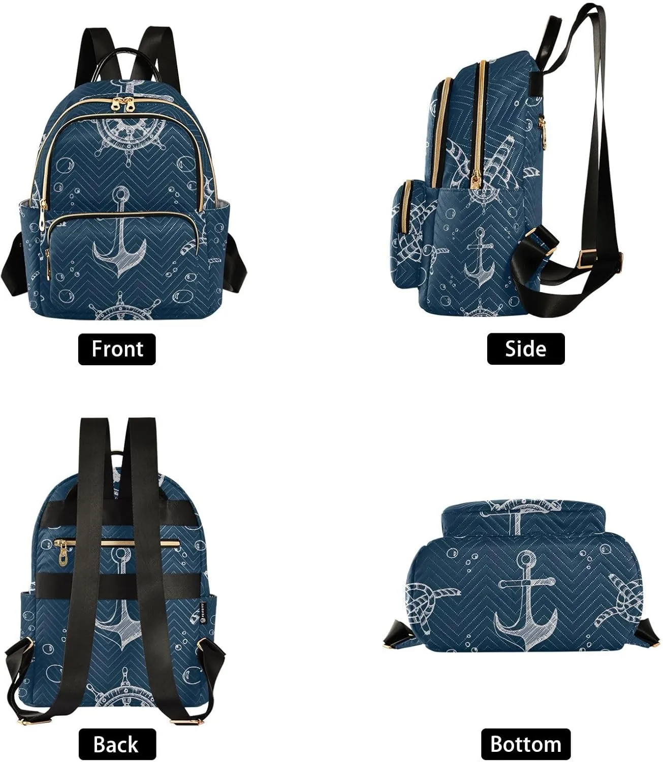 GAIGEO Nautical Theme Blue Hand Women Fashion Backpack, Women's Travel Backpack for Airplane, Backpack for Women Fashion, S