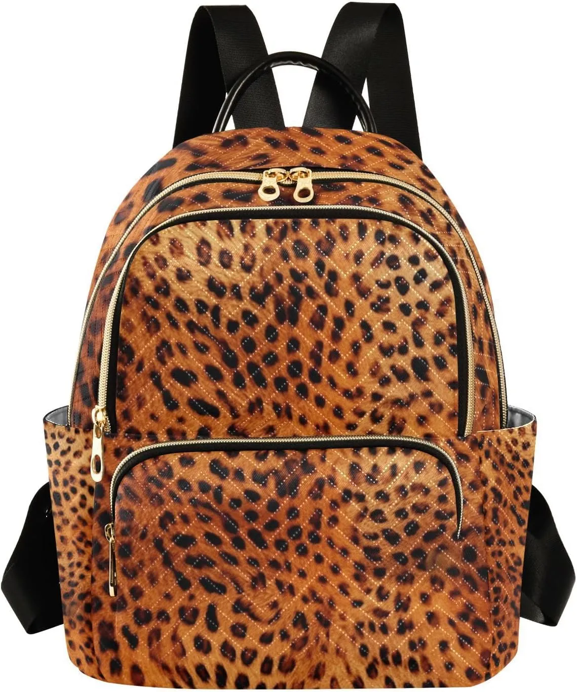 GAIGEO Reddish Brown Leopard Leather Womens Fashion Backpack Purse, Daypack Casual, Purse Backpack for Women, M