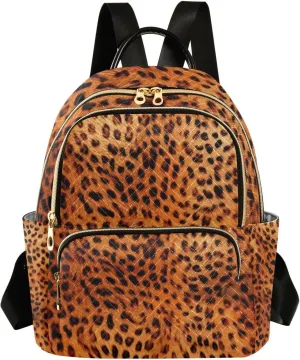 GAIGEO Reddish Brown Leopard Leather Womens Fashion Backpack Purse, Daypack Casual, Purse Backpack for Women, M