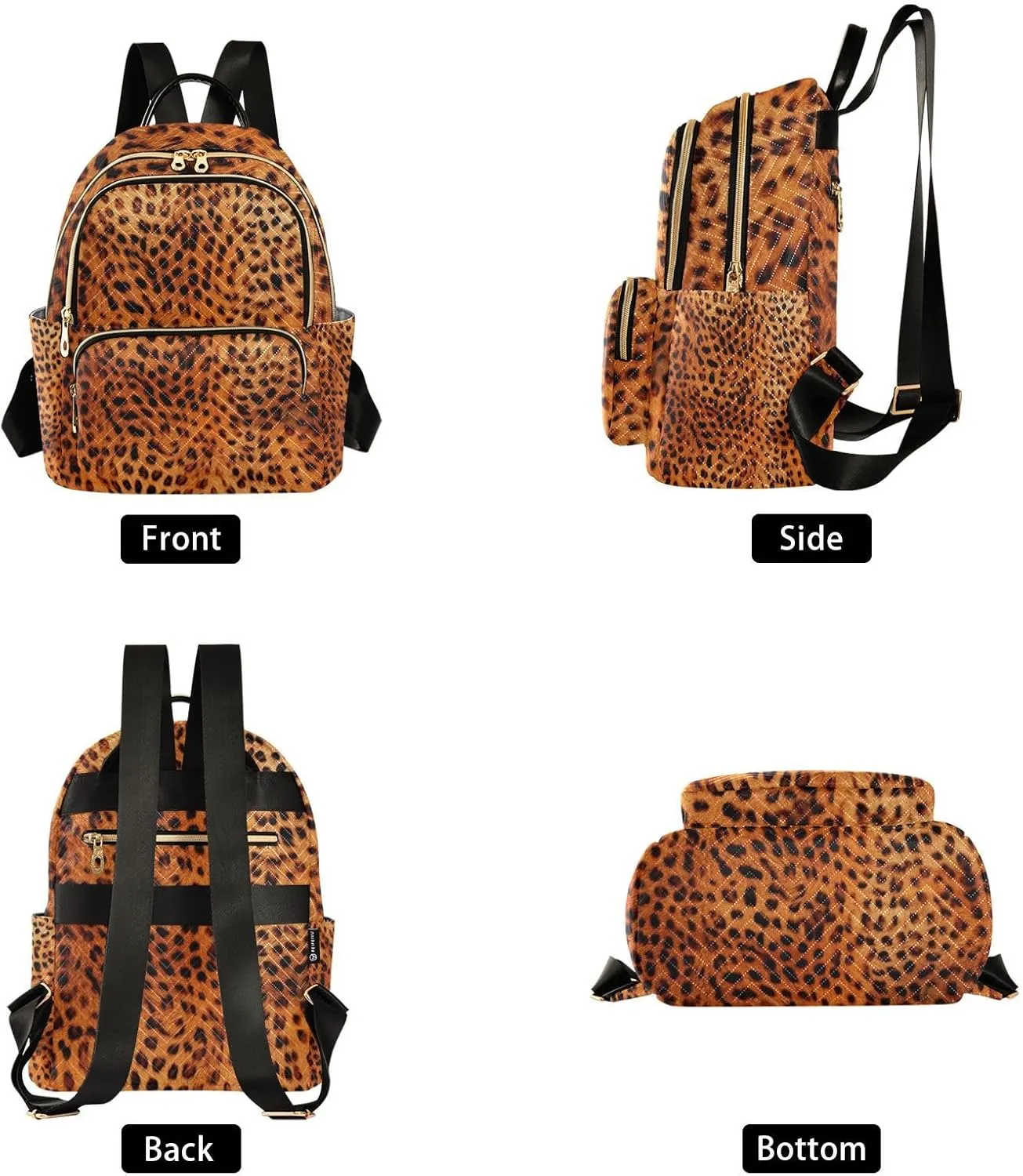 GAIGEO Reddish Brown Leopard Leather Womens Fashion Backpack Purse, Daypack Casual, Purse Backpack for Women, M