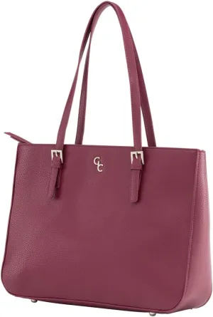 GALWAY Irish Crystal Handbags - Large Tote Bag, 15”L x 4.7”W x 11”H, Mulberry - Luxury Vegan Leather Bag
