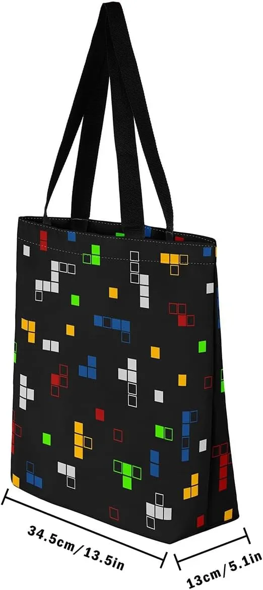 Gamer Aesthetic Canvas Tote Bag,Miner Video Games Reusable Tote Shoulder Bag Casual Bag for Shopping, Work, Gym