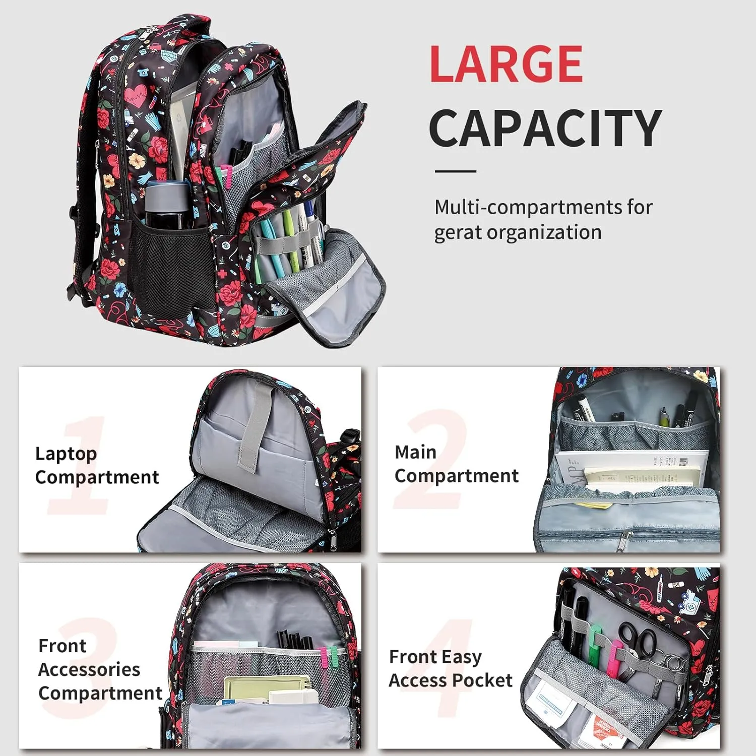 Gatycallaty Nurse Backpack for Women Girls Laptop Work Bag College Nursing Assitant Cna Cma Home Health Hospital Commuter Essentials Gift (nurse)