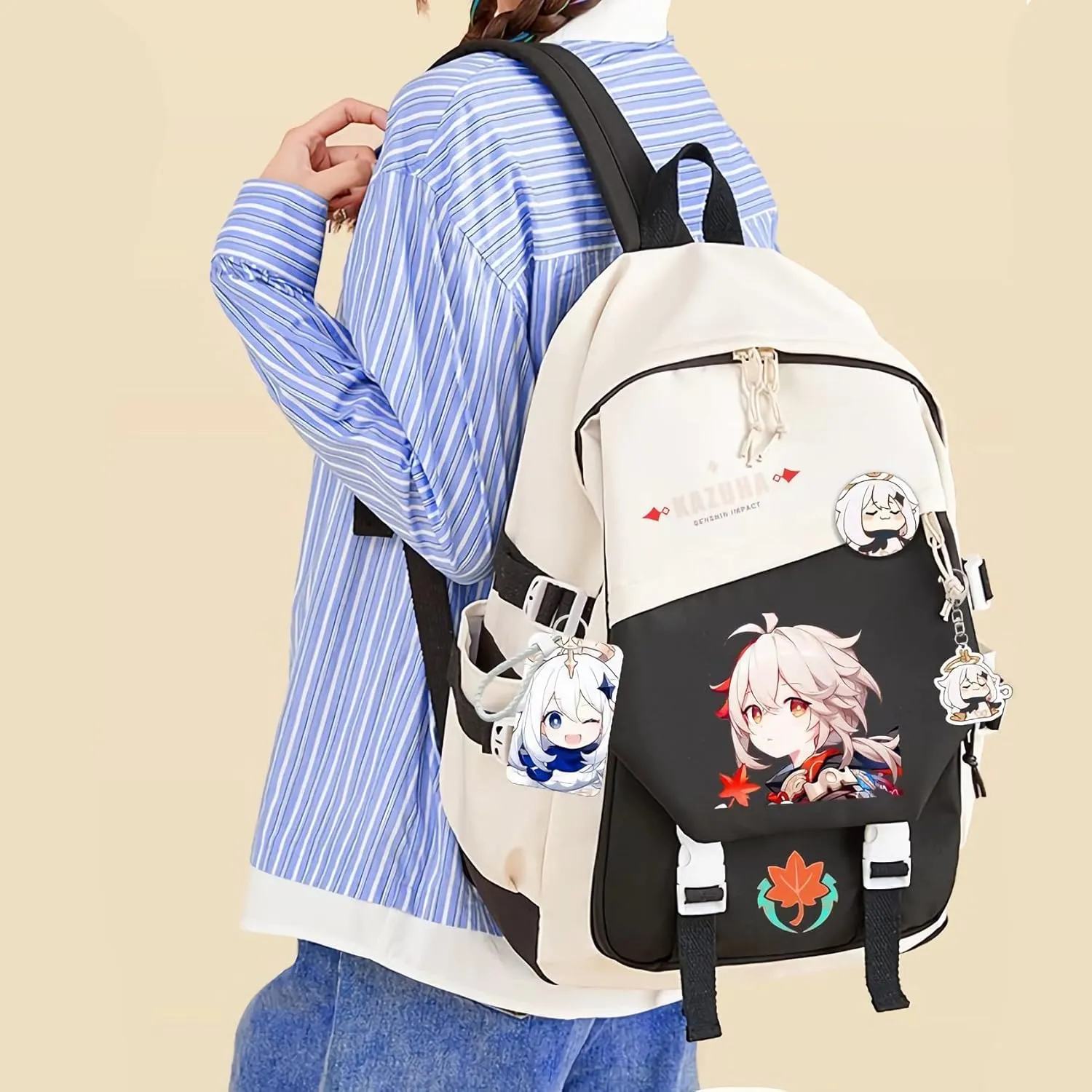 Genshin Impact Backpack Kaedehara Kazuha Anime Laptop Bookbag Student Backpack 3D Print School Bags Travel Backpack With Gift