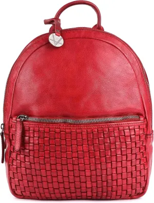 Genuine Leather Backpack for Men, Casual Backpack for Women Office Bag with Adjustable Shoulder Strap (VL-054-RED)