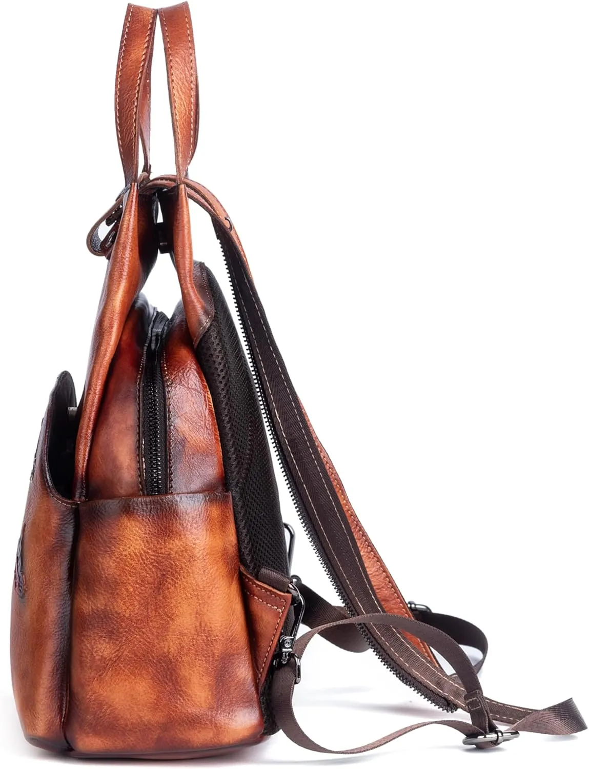 genuine leather backpack purse for women. Leisure travel bag cosmetic bag (brown)
