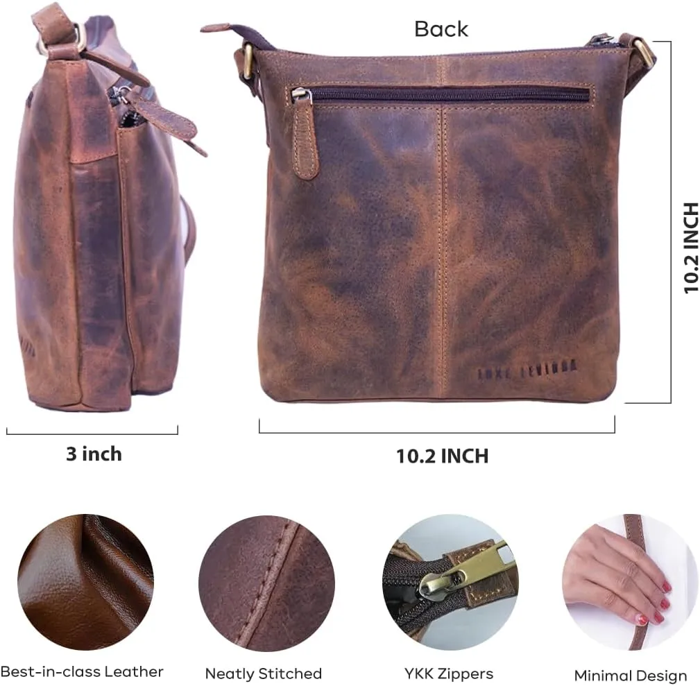 Genuine Leather Crossbody Bag for Women – Medium Size Leathure Purse, Stylish and Durable Handbags for Women