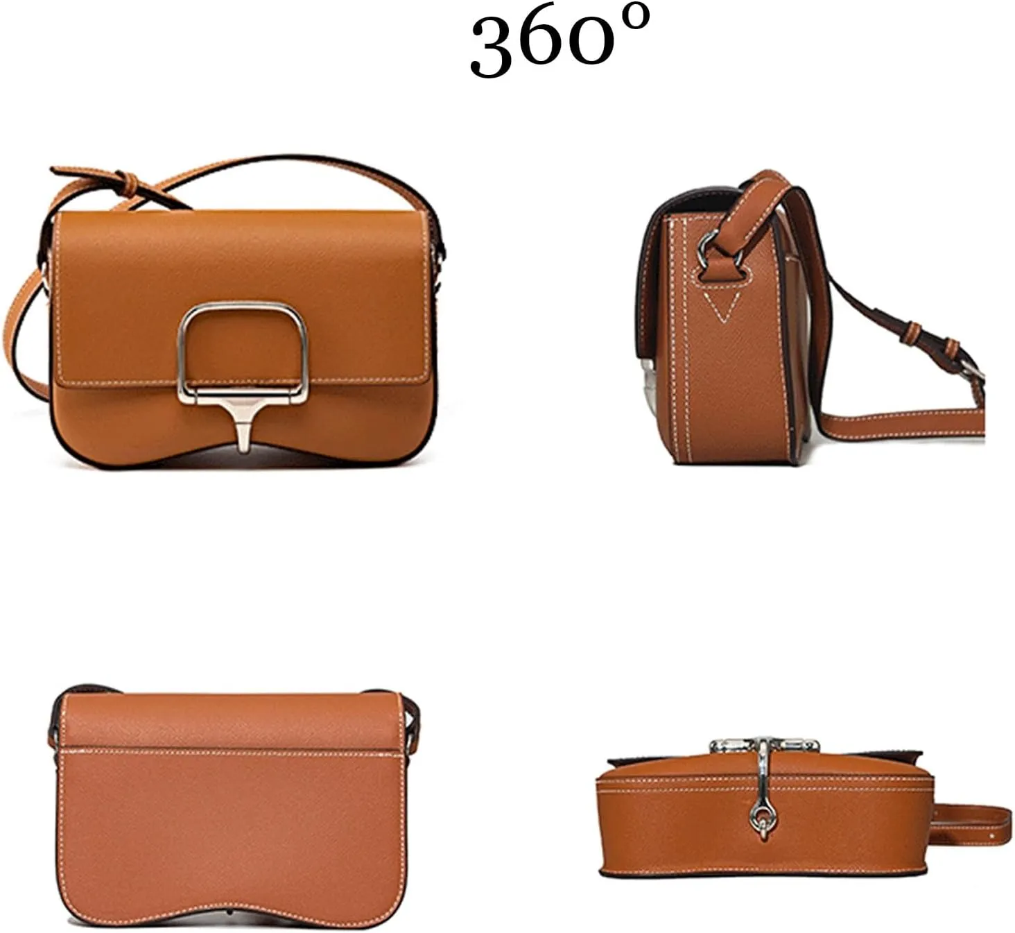 Genuine Leather Designer Shoulder Bags for Women, Fashion Vintage Crossbody Purses Satchels With Adjustable Strap