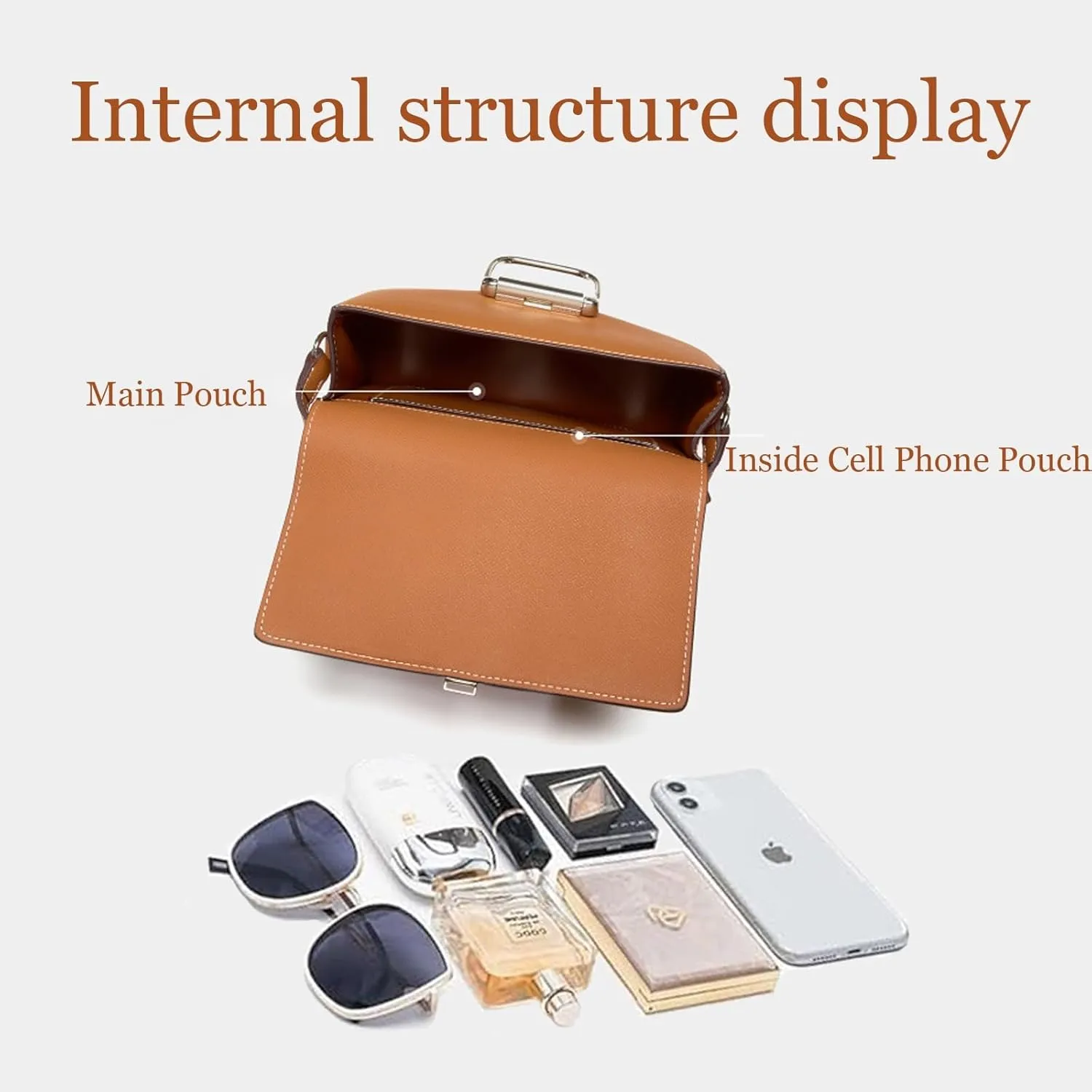 Genuine Leather Designer Shoulder Bags for Women, Fashion Vintage Crossbody Purses Satchels With Adjustable Strap