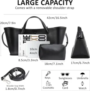 Genuine Leather Handle Tote Bags, Leather Satchels Bag, Casual Shoulder Hobo commuter Bag Waterproof for Women