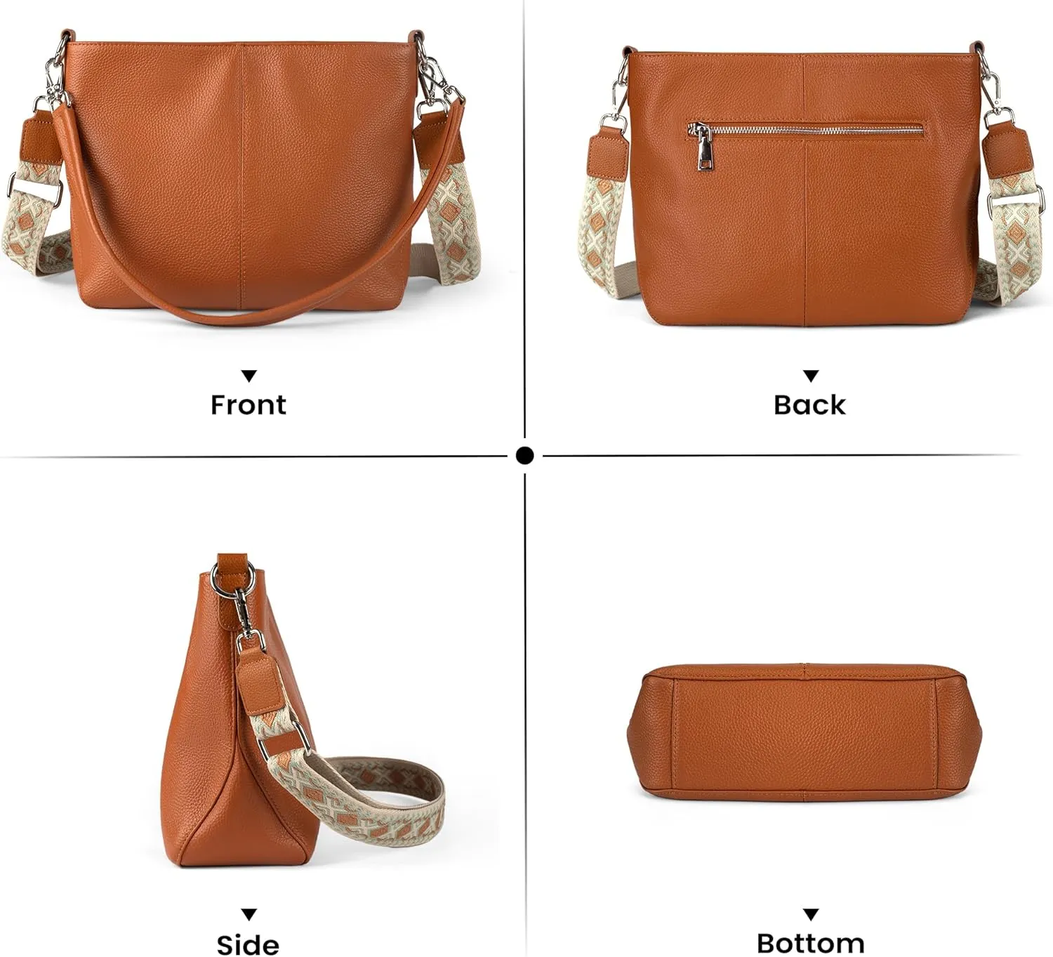 Genuine Leather Purse for Women, Women's Handbags Hobo Bag, Soft Leather Crossbody with Adjustable Wide Strap