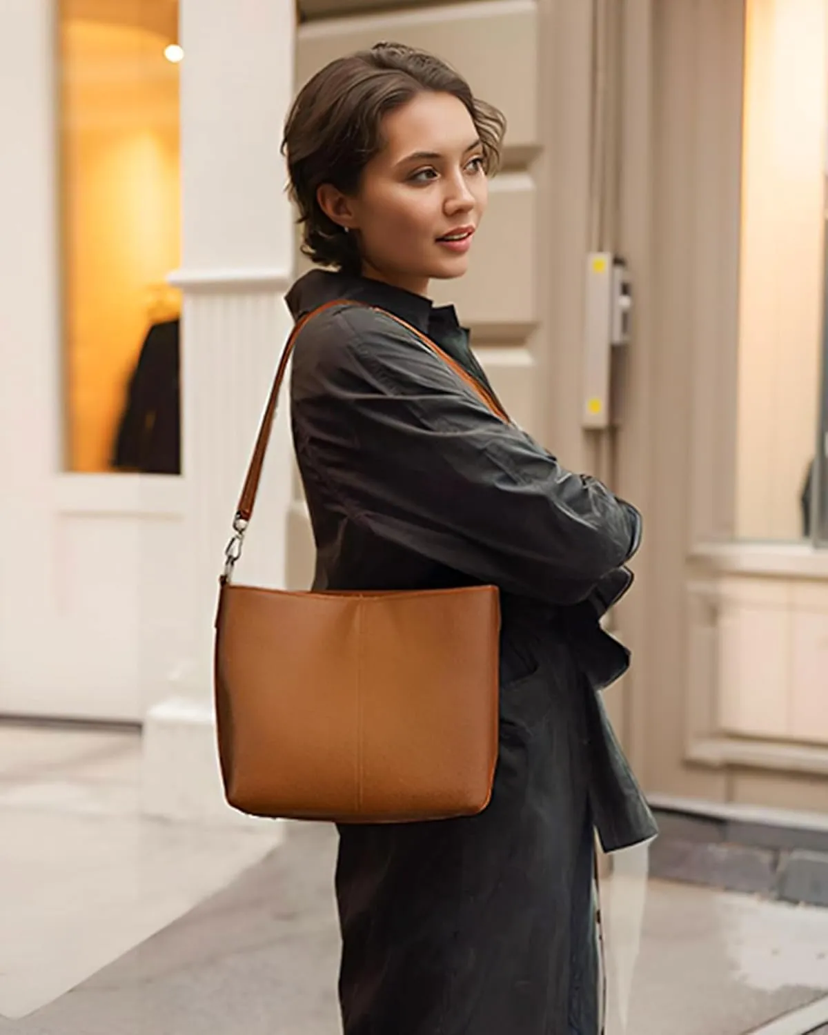 Genuine Leather Purse for Women, Women's Handbags Hobo Bag, Soft Leather Crossbody with Adjustable Wide Strap
