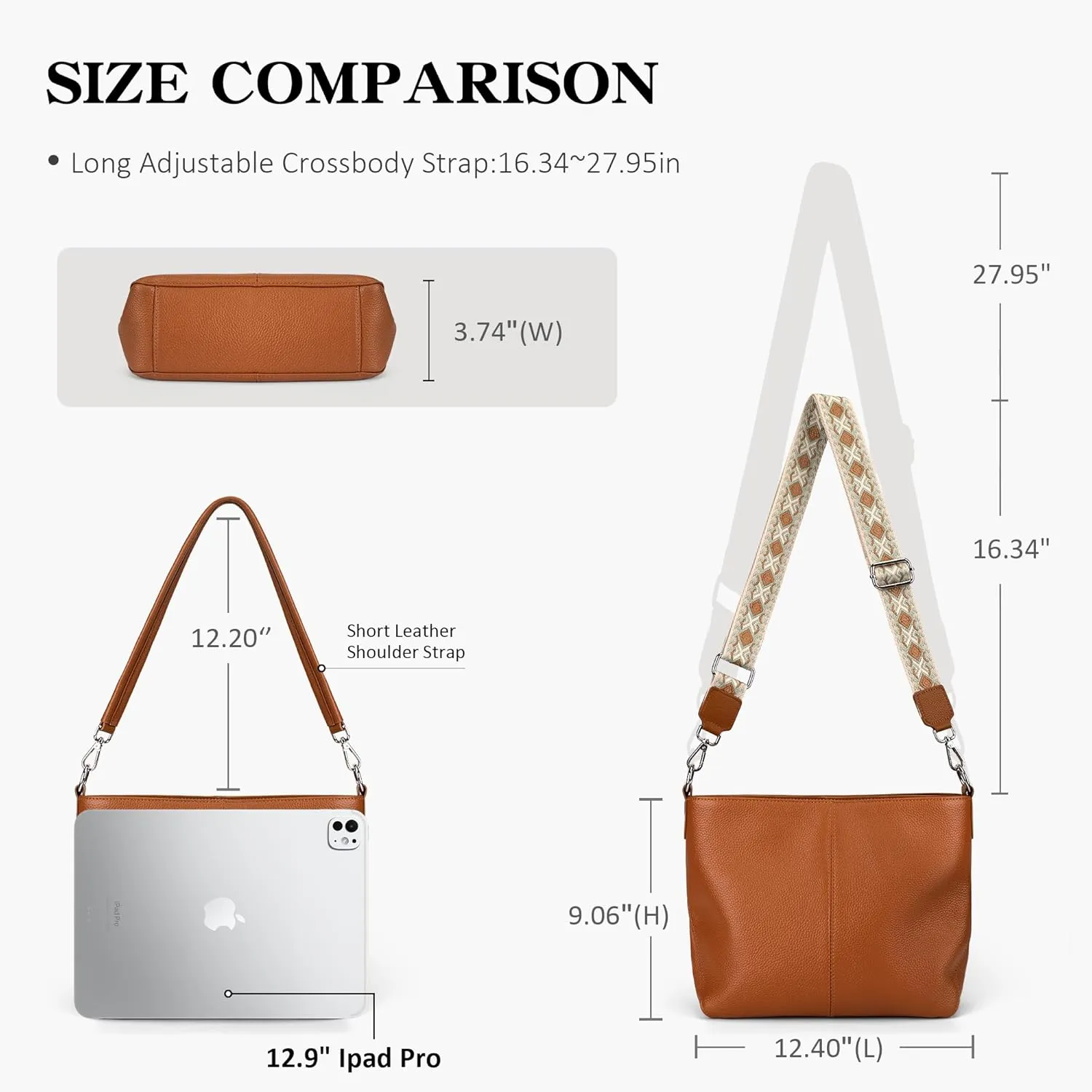 Genuine Leather Purse for Women, Women's Handbags Hobo Bag, Soft Leather Crossbody with Adjustable Wide Strap