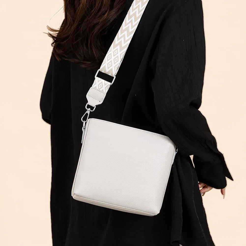 Genuine Leather Trendy Crossbody Bag with Guitar Strap Casual Shoulder Purse Vintage Bucket Bag Satchel Purse for
