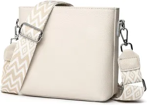 Genuine Leather Trendy Crossbody Bag with Guitar Strap Casual Shoulder Purse Vintage Bucket Bag Satchel Purse for