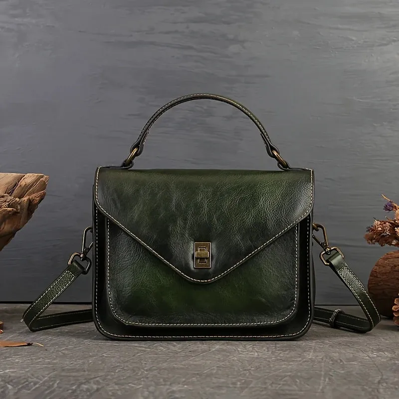 Genuine Leather Women's Retro Mailman Crossbody Bag