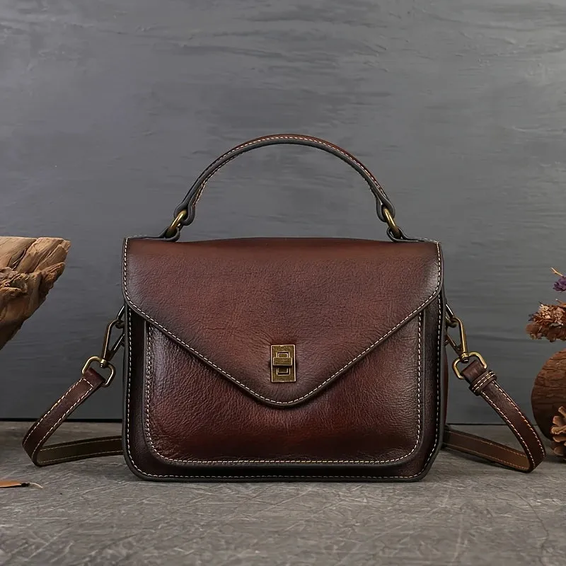 Genuine Leather Women's Retro Mailman Crossbody Bag