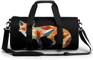 Geometric Nature Fox Unisex Gym Bag Travel Duffel Bags Overnight Sport Tote with Compartment for Weekender Vacation
