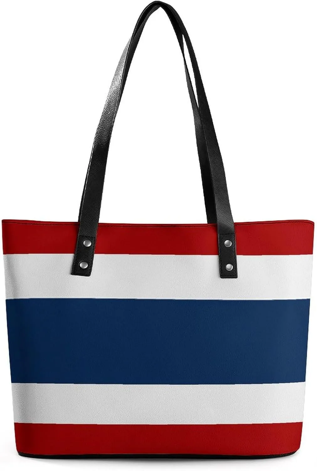 Georgia Flag Large Tote Bag for Women Stylish Leather Handbag with Zipper Closure